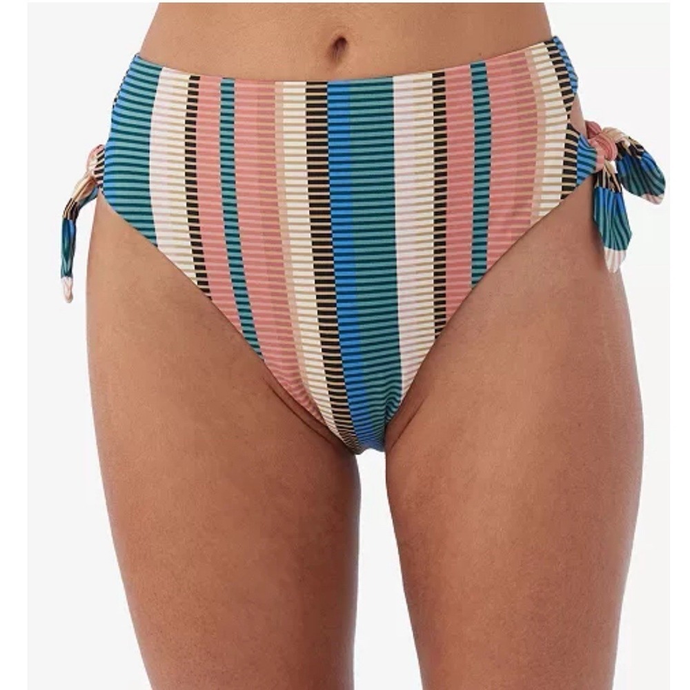 O'Neill Juniors' Kendari Striped Encinitas Side-Tie Bikini Bottoms Size XL